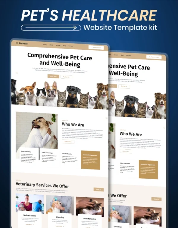 pet's care WordPress html CSS website thumbnail