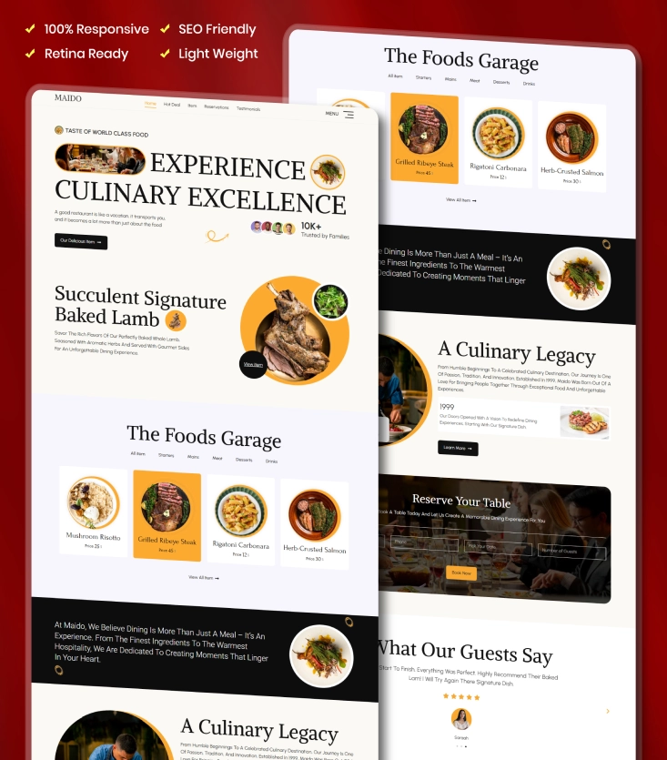 WordPress Restaurant Website Design.