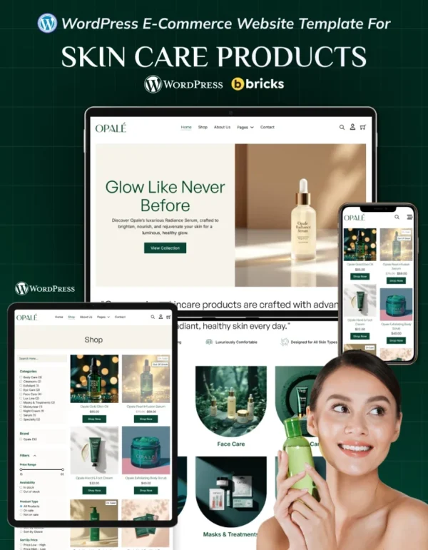Responsive beauty store WordPress website template