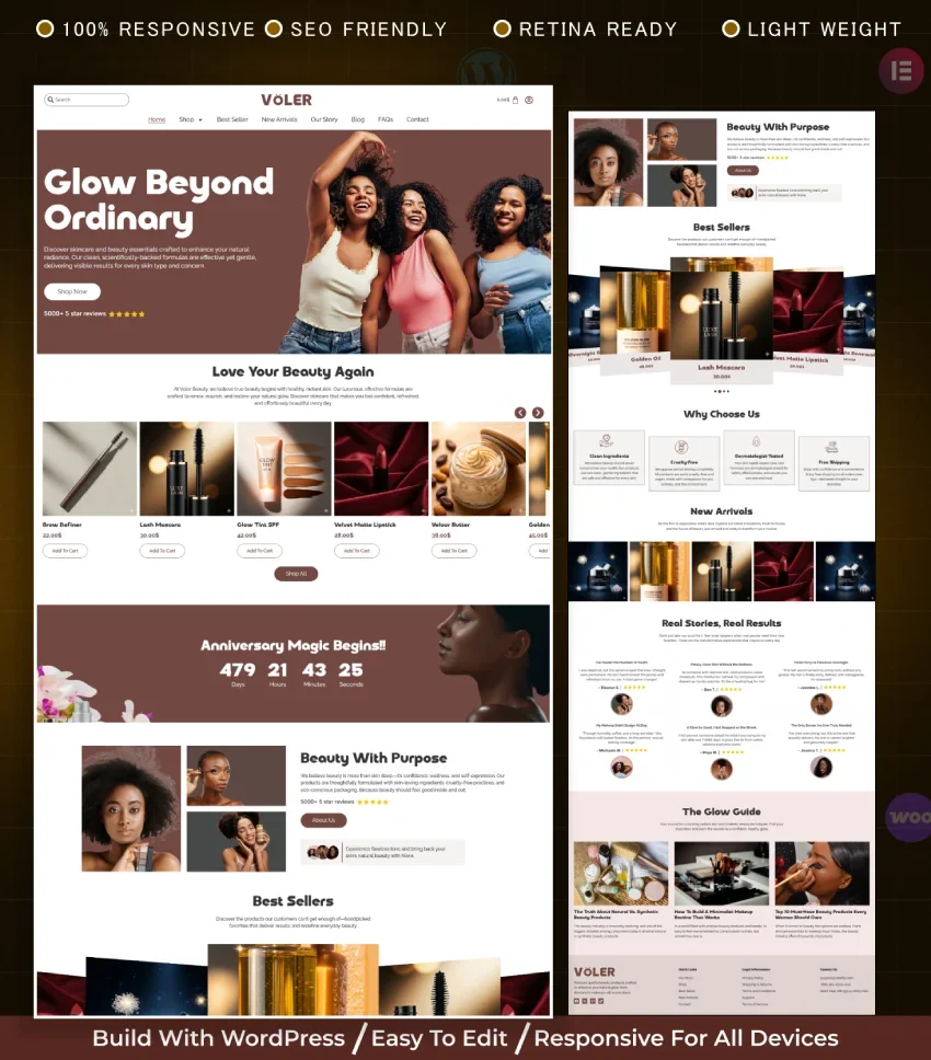 WooCommerce beauty care website template