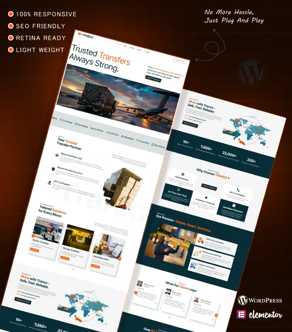 Freight and cargo services website template with logistics solutions