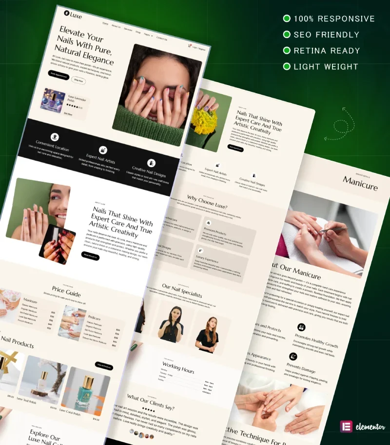 Nail, Spa, Makeup Artis & Beauty Salon website Inner