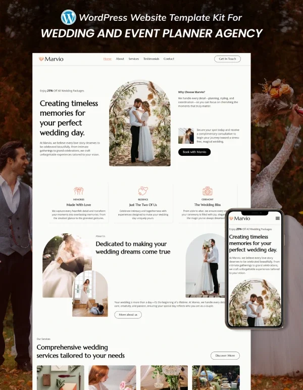 Wedding and Event Planner Agency Website Cover