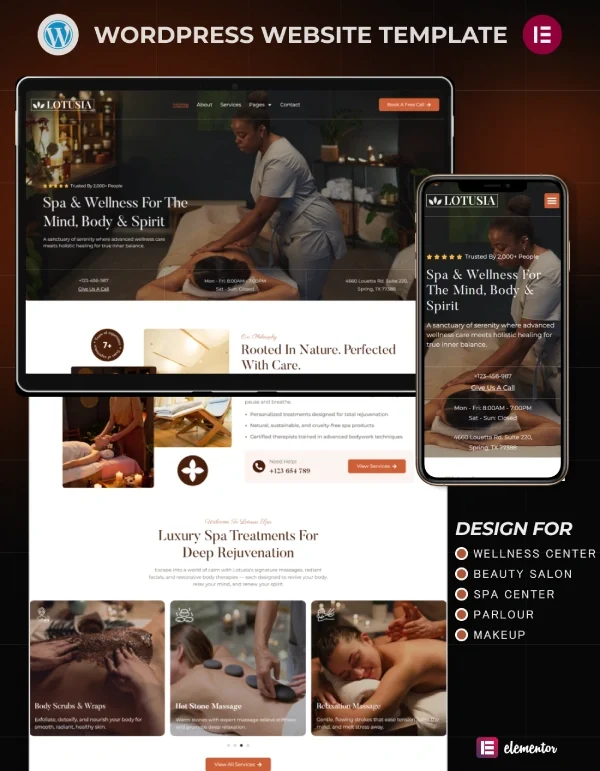 Parlour, Spa Massage, Makeup, Skincare, Gym, & Wellness Center Website Cover