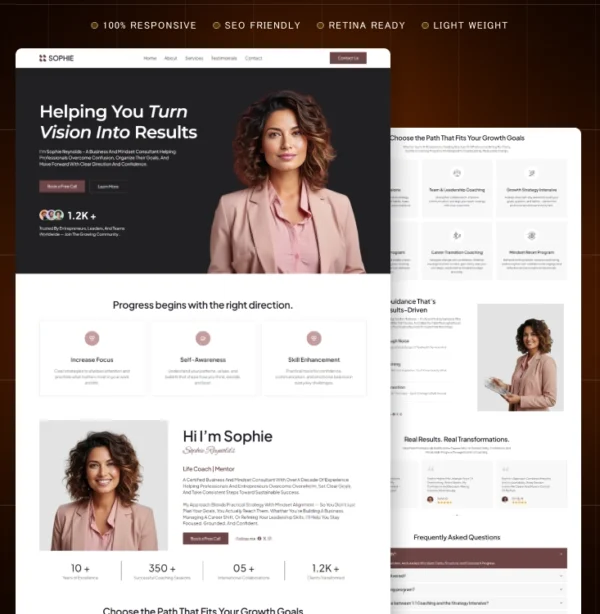 Sophie -Personal Coaching & Mentorship Website Template Inner Cover
