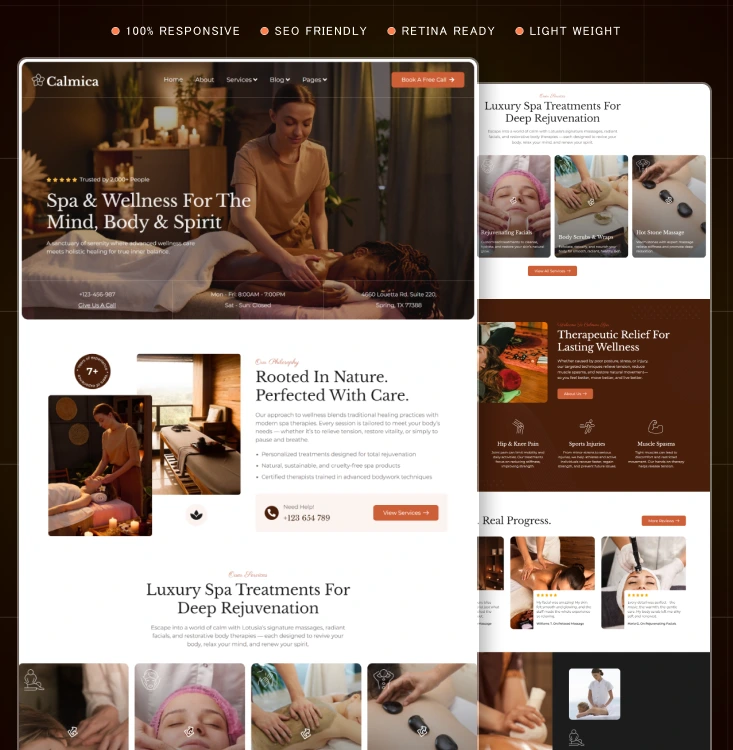 Calmica-Luxury Spa Website Template Kit Inner Cover