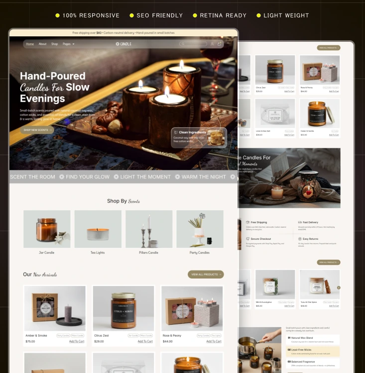 Candle Store & Home Fragrance WooCommerce Website Cover
