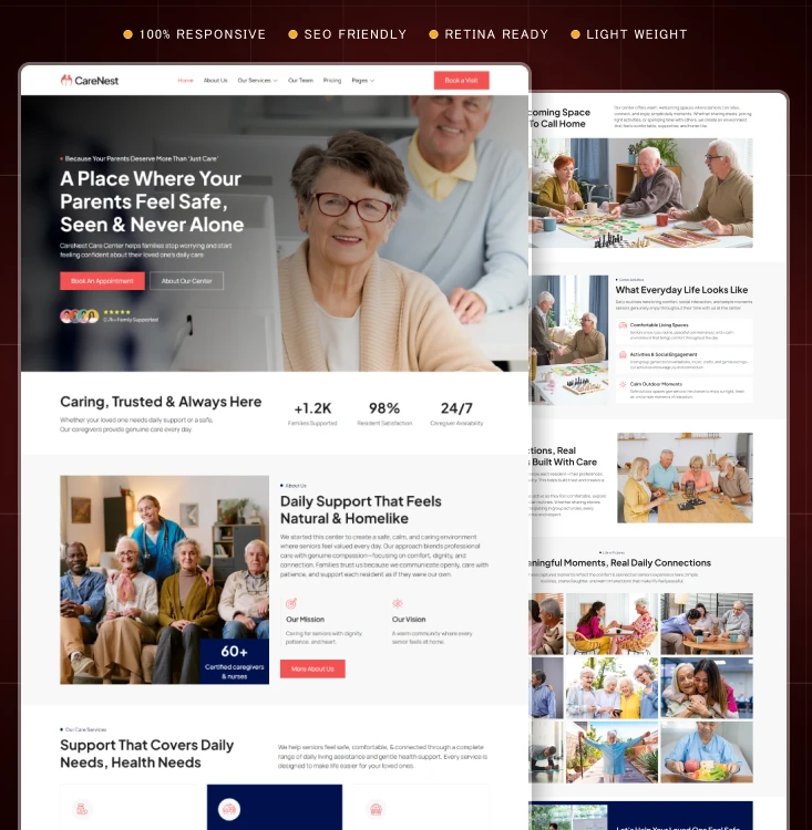 Carenest- Senior Care, Elderly Services & Assisted Living Website Template Inner Cover