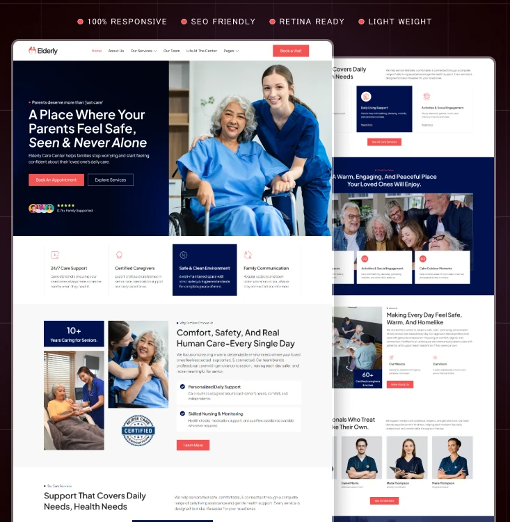 Elderly-Nursing WordPress Elementor Template Inner Cover