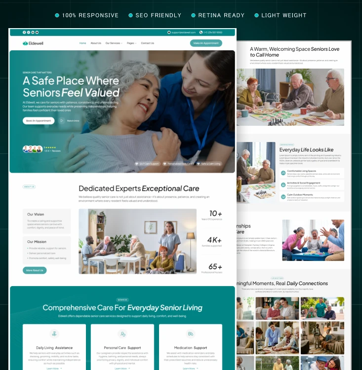 Eldwell-Senior Care WordPress Elementor Template Kit Inner Cover