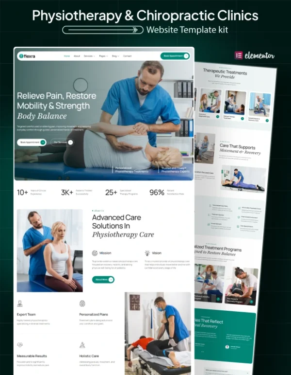 Flexra-Therapist & Chiropractic WordPress Elementor Template Kit Cover