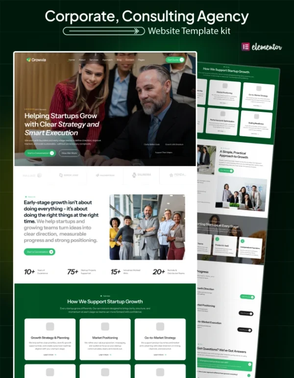 Growvia-Business Consultant WordPress Elementor Template Cover