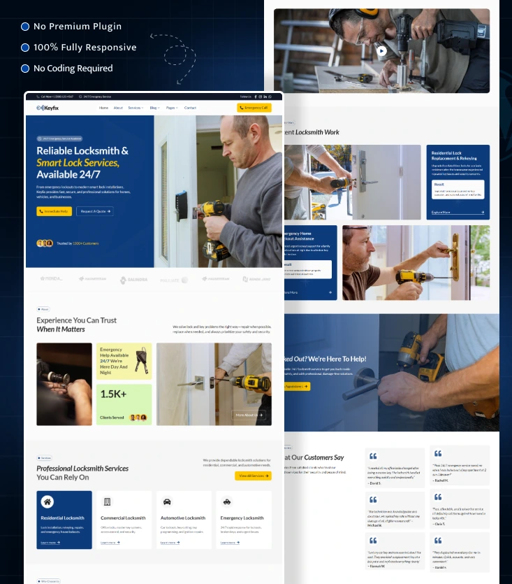 Keyfix - Locksmith & Key Maker Elementor Template Kit Inner Cover