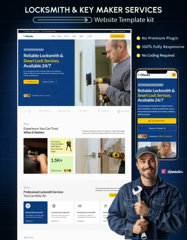 Keyfix - Locksmith & Key Maker Elementor Template Kit Thumbnail