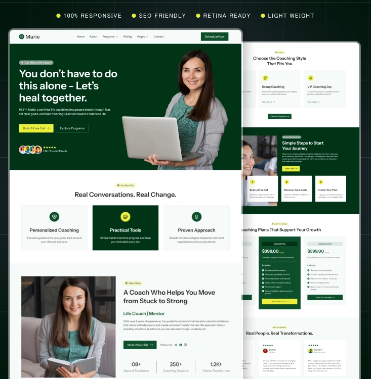 Marie-Therapist, Coaching & Counseling Website Template Inner Cover