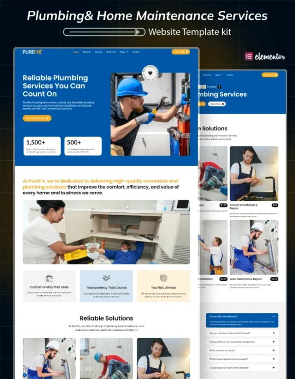 Purefix- Plumbing Service & Home Maintenance Website Cover