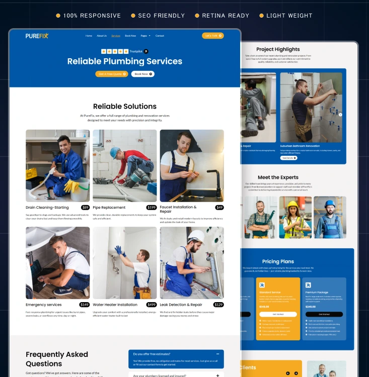 Purefix- Plumbing Service & Home Maintenance Website Inner Cover
