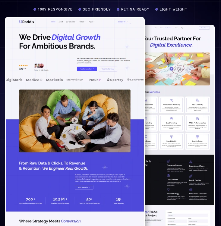 Raddix-Digital Marketing Agency WordPress Elementor Template Inner Cover