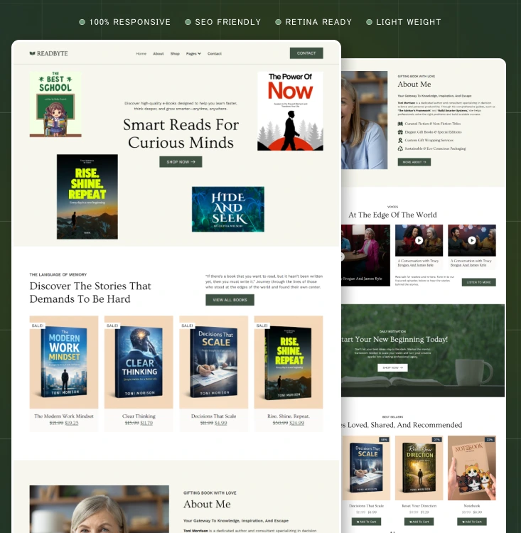 Readbyte- Book Author , Writer Portfolio & Publishing Website Inner Cover