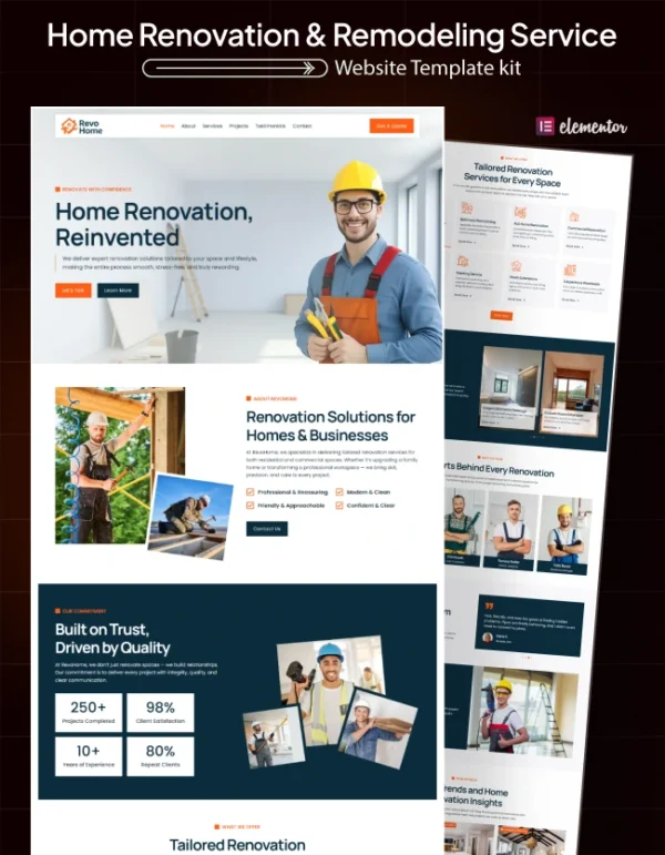 Revohome-Home Renovation & Remodeling Service Business Website Cover