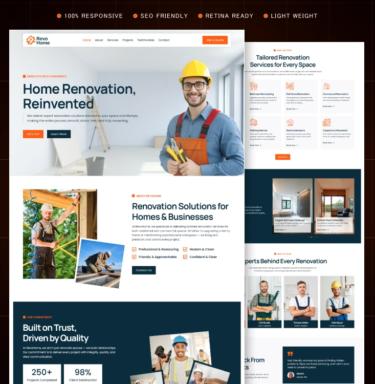 Revohome-Home Renovation & Remodeling Service Business Website Inner Cover