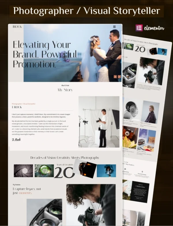 Rock Photography WordPress Elementor Pro Landing Page Cover