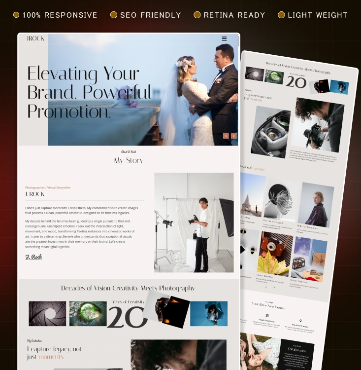 Rock Photography WordPress Elementor Pro Landing Page Inner Cover