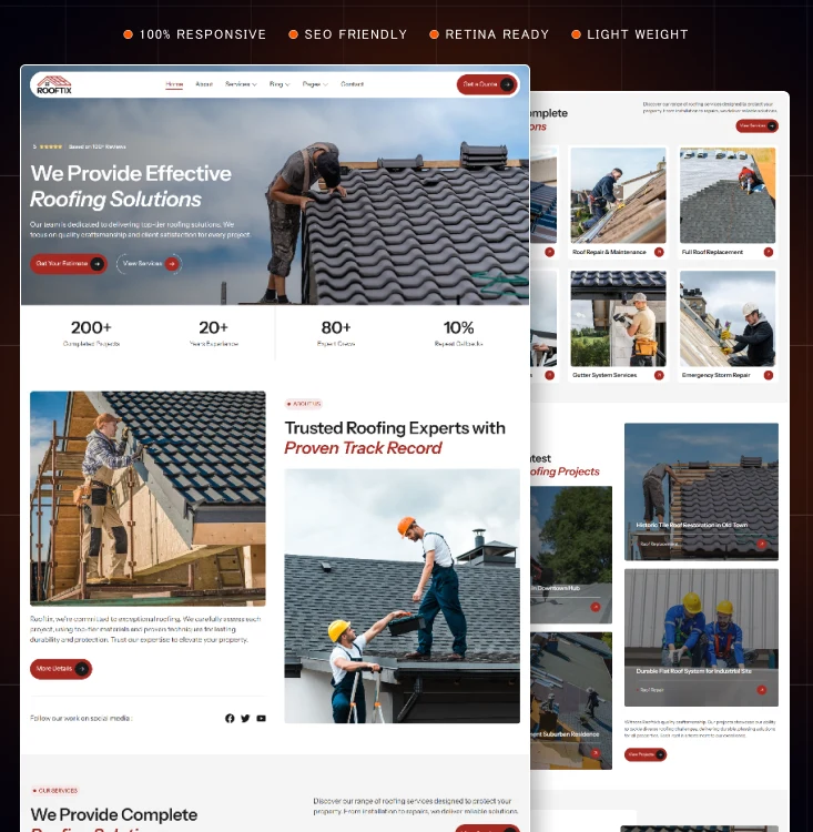 Roofix-Social Media Marketing Agency Website Template Inner Cover