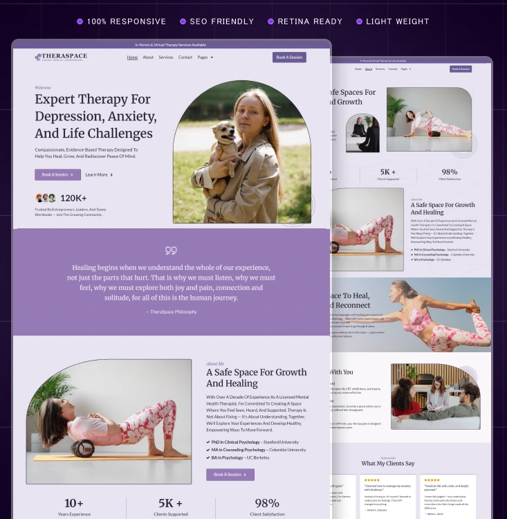 Theraspace Cover-Therapist WordPress Elementor Template Kit Inner Cover