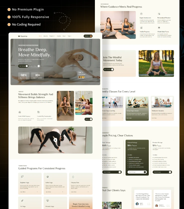 Asanra - Yoga Coach & Training Center Elementor Template Inner Cover