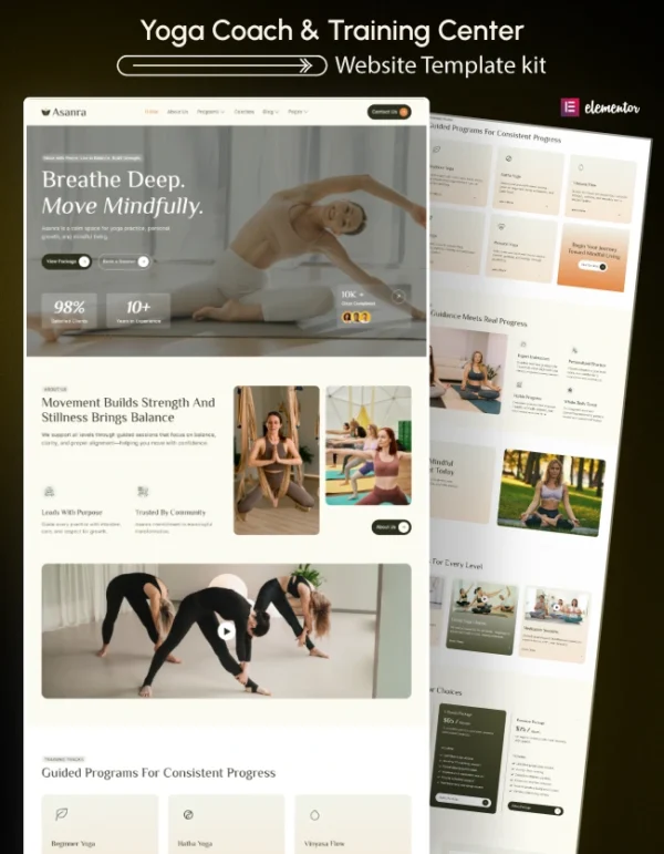 Asanra - Yoga Coach & Training Center Elementor Template Kit Thumbnail