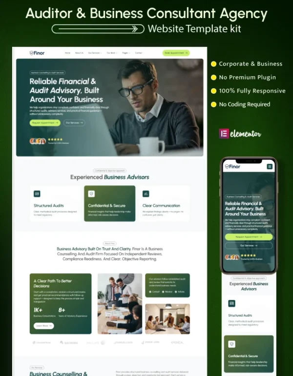 Finor – Audit & Accounting Business Consulting Elementor Template Kit Cover