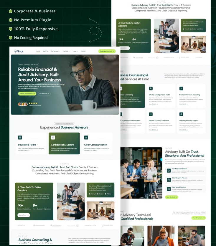 Finor – Audit & Accounting Business Consulting Elementor Template Kit Inner Cover