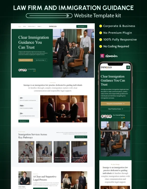 Immigo – Immigration Law Firm & Visa Consulting Elementor Template Cover