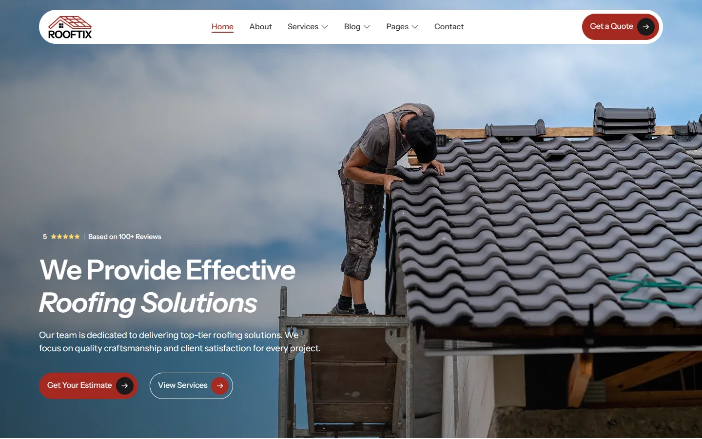 Rooftix (1) Roofing Service WordPress Full Website Template Kit