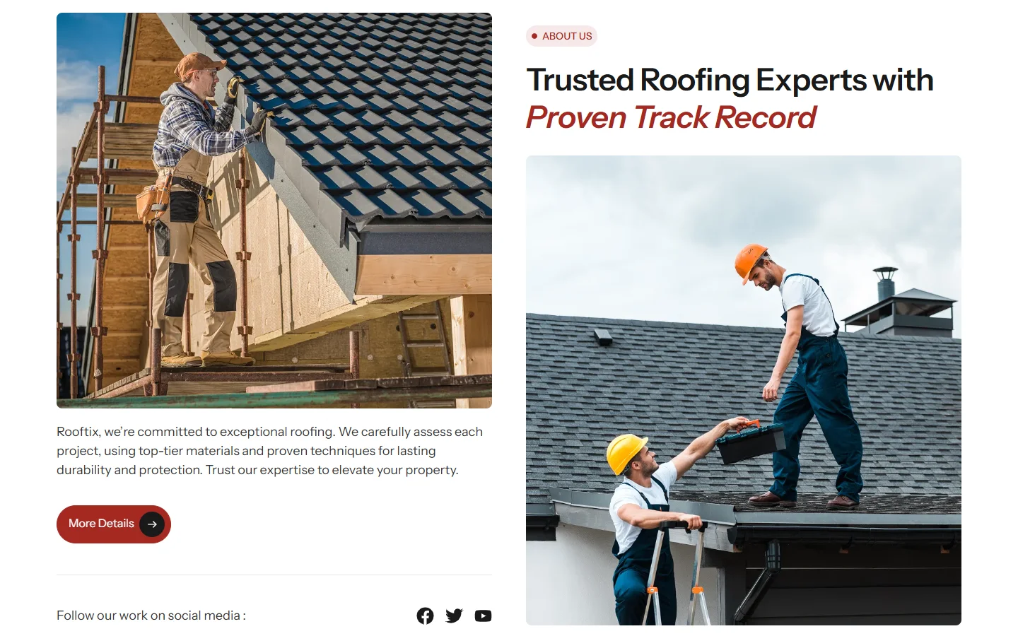Rooftix (2) Roofing Service WordPress Full Website Template Kit