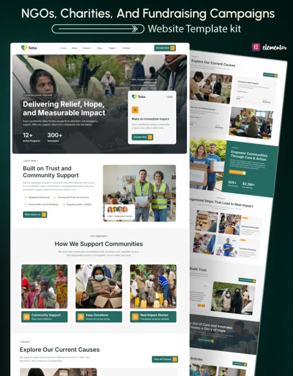 Seba - Charity & Donation Elementor Template Kit Thumbnail