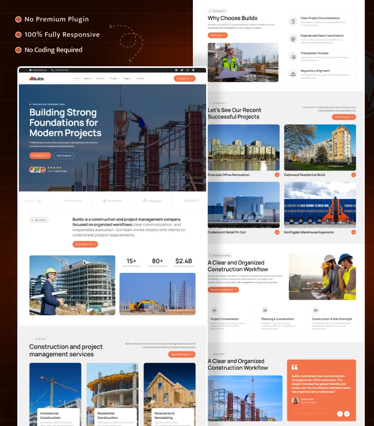 Buildx – Construction & Contractor Elementor Template Kit Inner Page