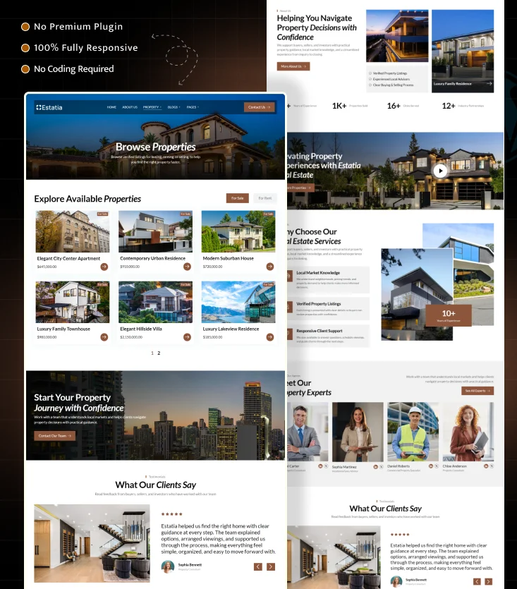 Estatia – Real Estate & Property Listing Elementor Template Kit Inner Cover