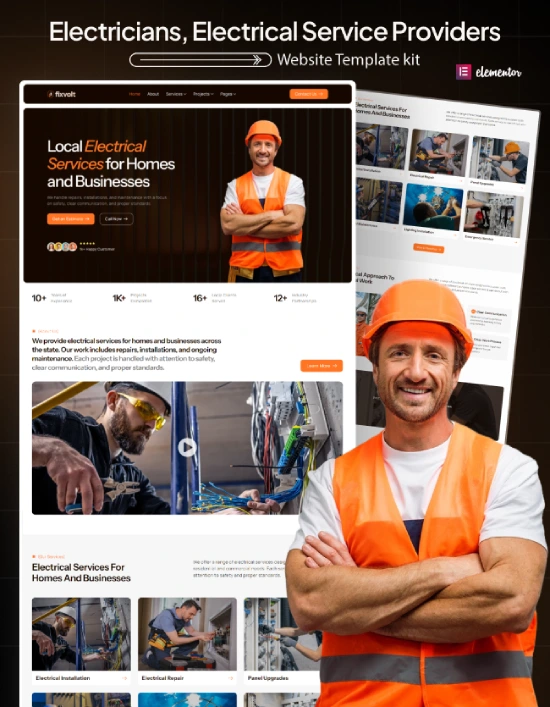 Fixvolt – Electrical Services & Electrician Elementor Template Kit Cover