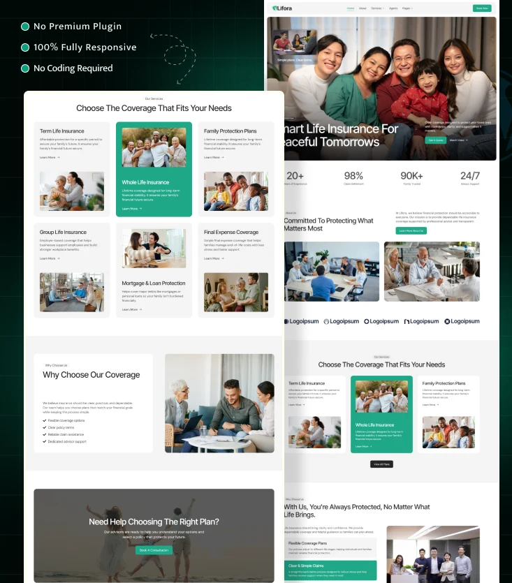 Lifora – Insurance Agency Elementor Template Inner Cover