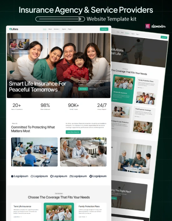 Lifora – Insurance Agency Elementor Template Kit