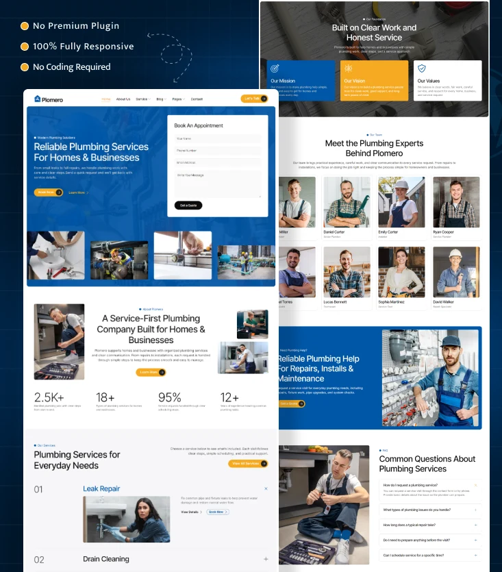 Plomero – Plumbing & Handyman Services Website Inner Cover