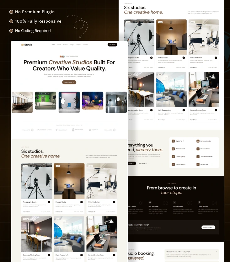 Stuvia – Creative Studio Rental Elementor Template Inner Cover