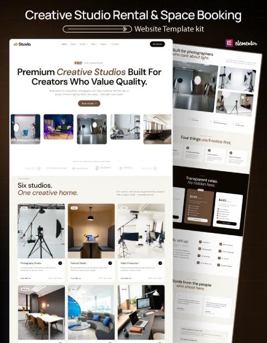 Stuvia – Creative Studio Rental Elementor Template Kit Cover