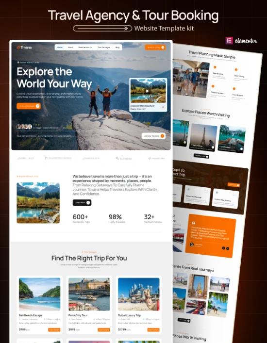 Trivana – Travel Agency & Tour Booking Elementor Template Kit