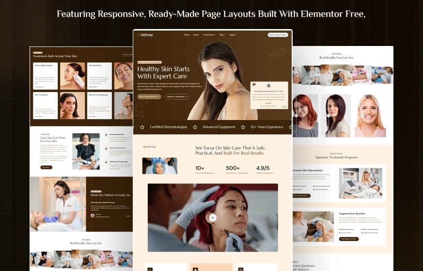Valinae - Dermatology, Skin Care Clinic & Medical Spa WordPress Elementor Template Inner