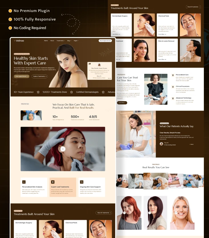 Velinae – Dermatology & Skin Care Elementor Template Kit Inner Cover