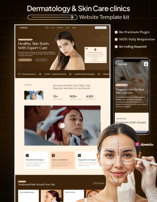 Dermatology & Skin Care Elementor Template Kit Thumbnail