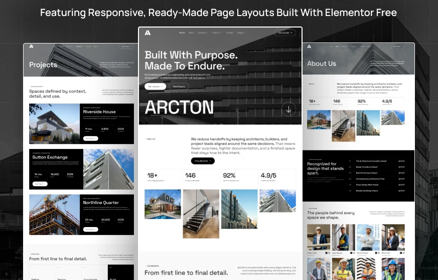 Arcton Architecture & Construction Elementor Template Kit preview